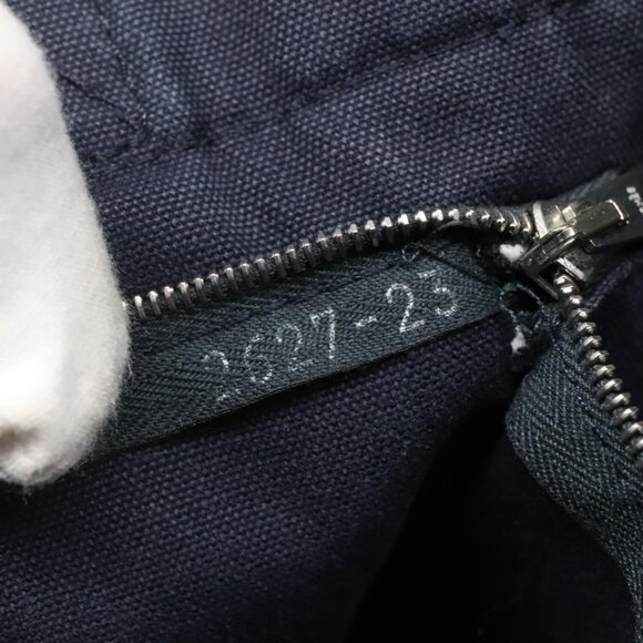 HERMES Fourre Tout PM Hand Bag Canvas Navy Brown Auth ti2734 - Picture 11 of 13